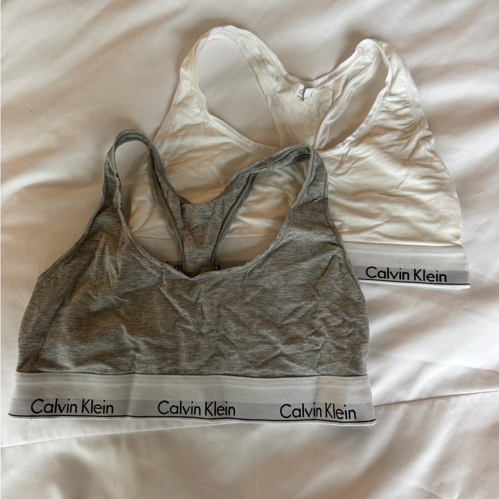 Calvin Klein Gray and White Sports Bra Duo